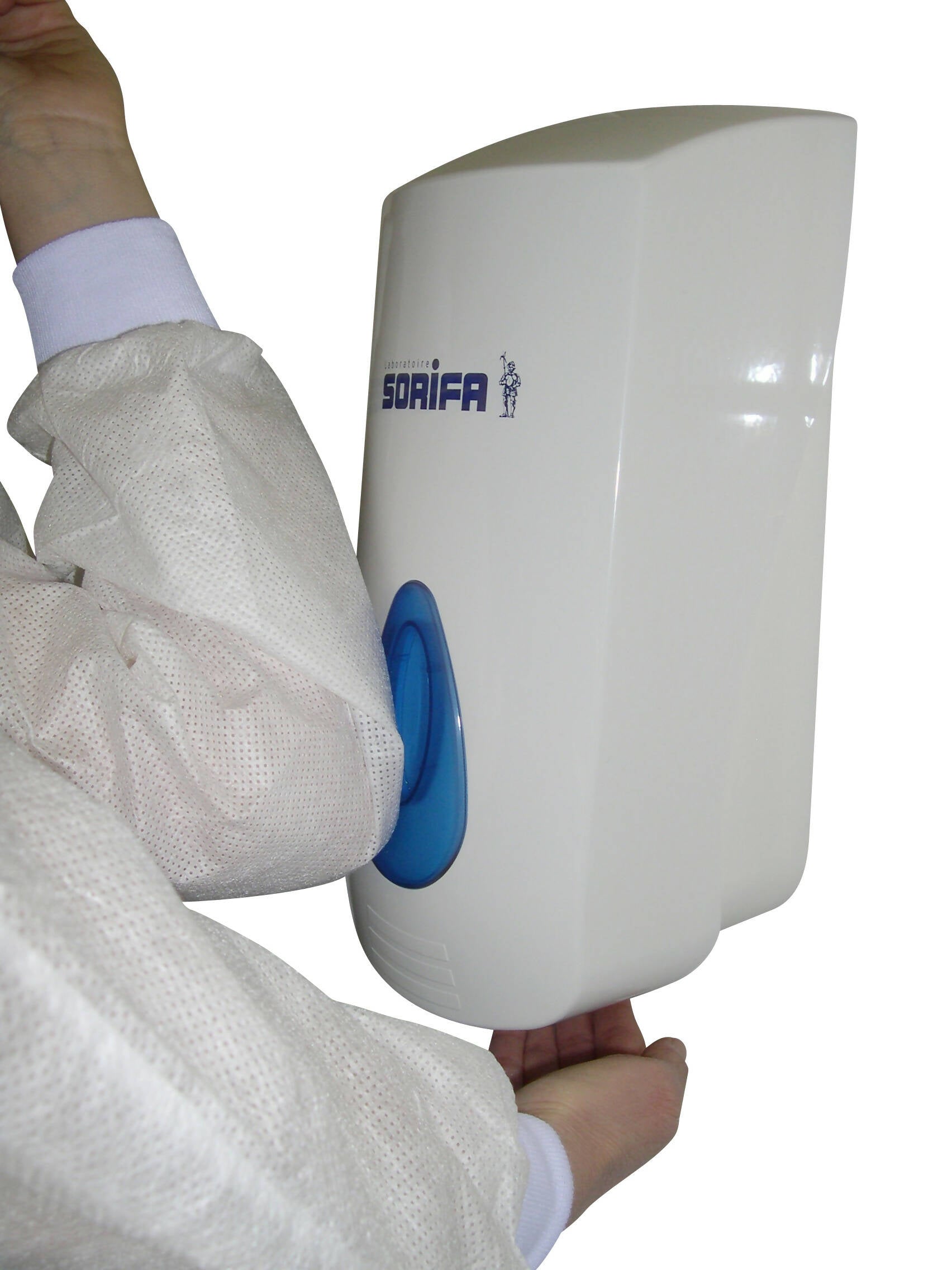 SORIFA – Robuster, ergonomischer, abschließbarer Wandspender aus Metall für 1L-Flasche der Marke SORIFA – Für Gele und Flüssigseifen.