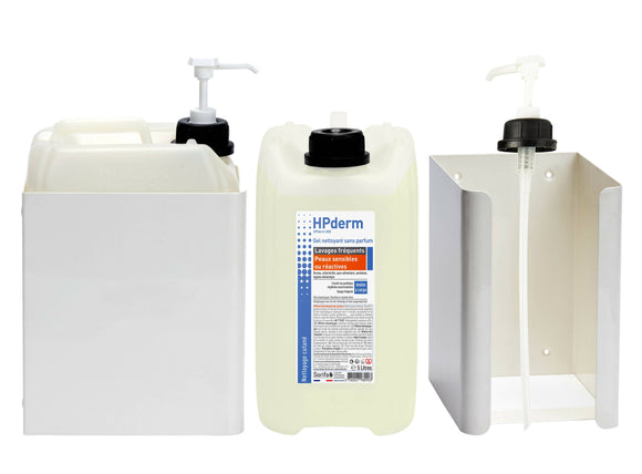 Sorifa - hpderm gel nettoyant sans parfum - lavages fréquents – peaux sensibles ou réactives - mains et corps - aux protéines de soja protectrices - ph neutre sans savon – bidon 5l - Clicktofournisseur.com