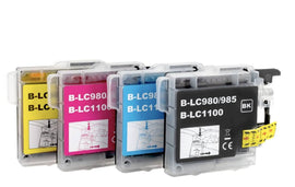 Lc1100xl / lc985xl / lc980xl multipack de 4 cartouches pour imprimantes compatibles : brother dcp-195c dcp-145c dcp-375cw dcp-163c dcp-165c mfc-250c mfc-490cw dcp-185c