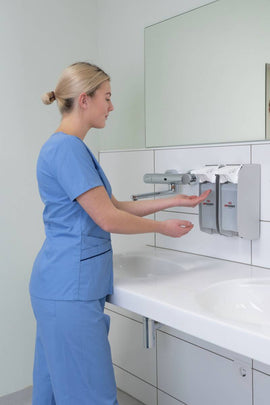 Sorifa - distributeur mural métallique sans contact - robuste ergonomique verrouillable pour flacon 1l de marque sorifa - pour gels et savons liquides.