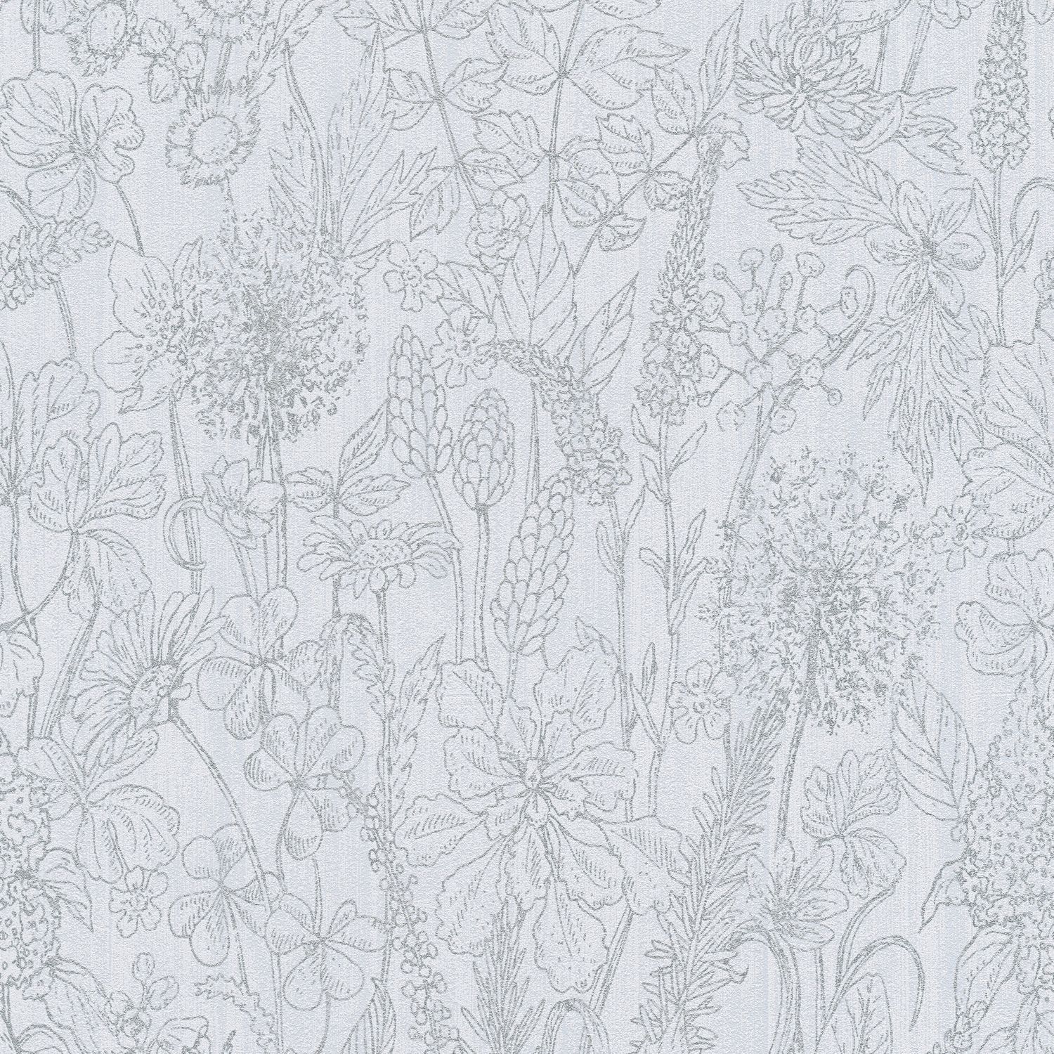 Papier peint floral Profhome 378342-GU papier peint intissé lisse avec un dessin floral mat blanc argent gris 5,33 m2