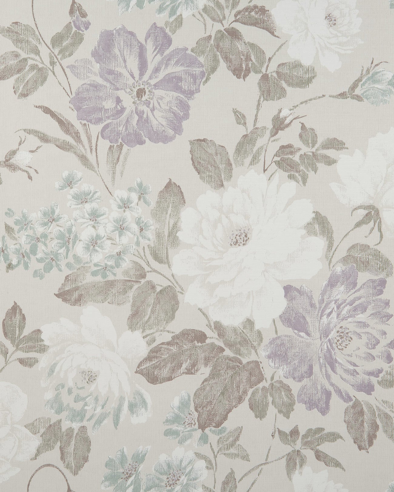 Floral wallpaper Profhome BV919083-DI textured hot embossed non-woven wallpaper with a matt floral design anthracite gray lilac mint 5.33 m2