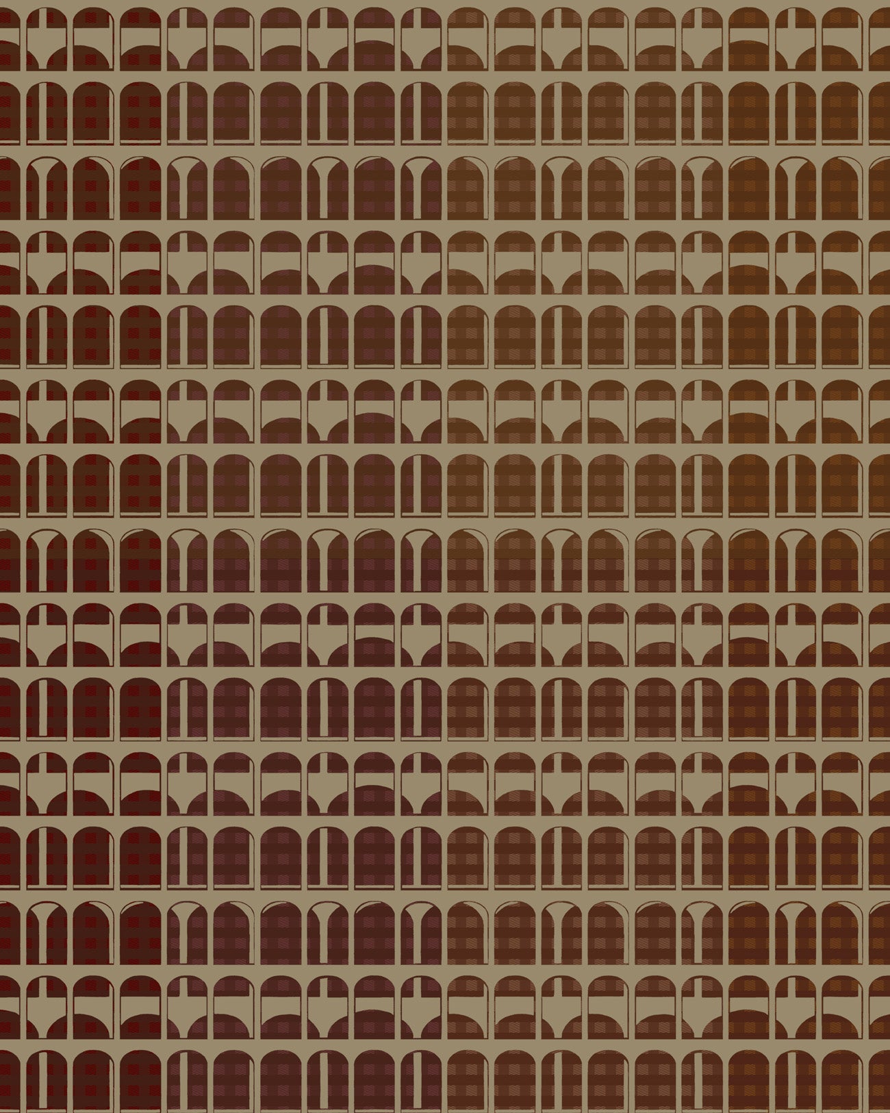 Graphic pattern wallpaper Profhome VD219159-DI hot embossed non-woven wallpaper with graphic design and metallic accents red brown gold 5.33 m2