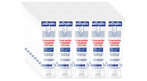 Sorifa - lot de 40 - anthydro - crème barrière - protection anti-eau – anti-frottement - mains visage et corps – haute tolérance - sans parfum -tube 125 ml - Clicktofournisseur.com