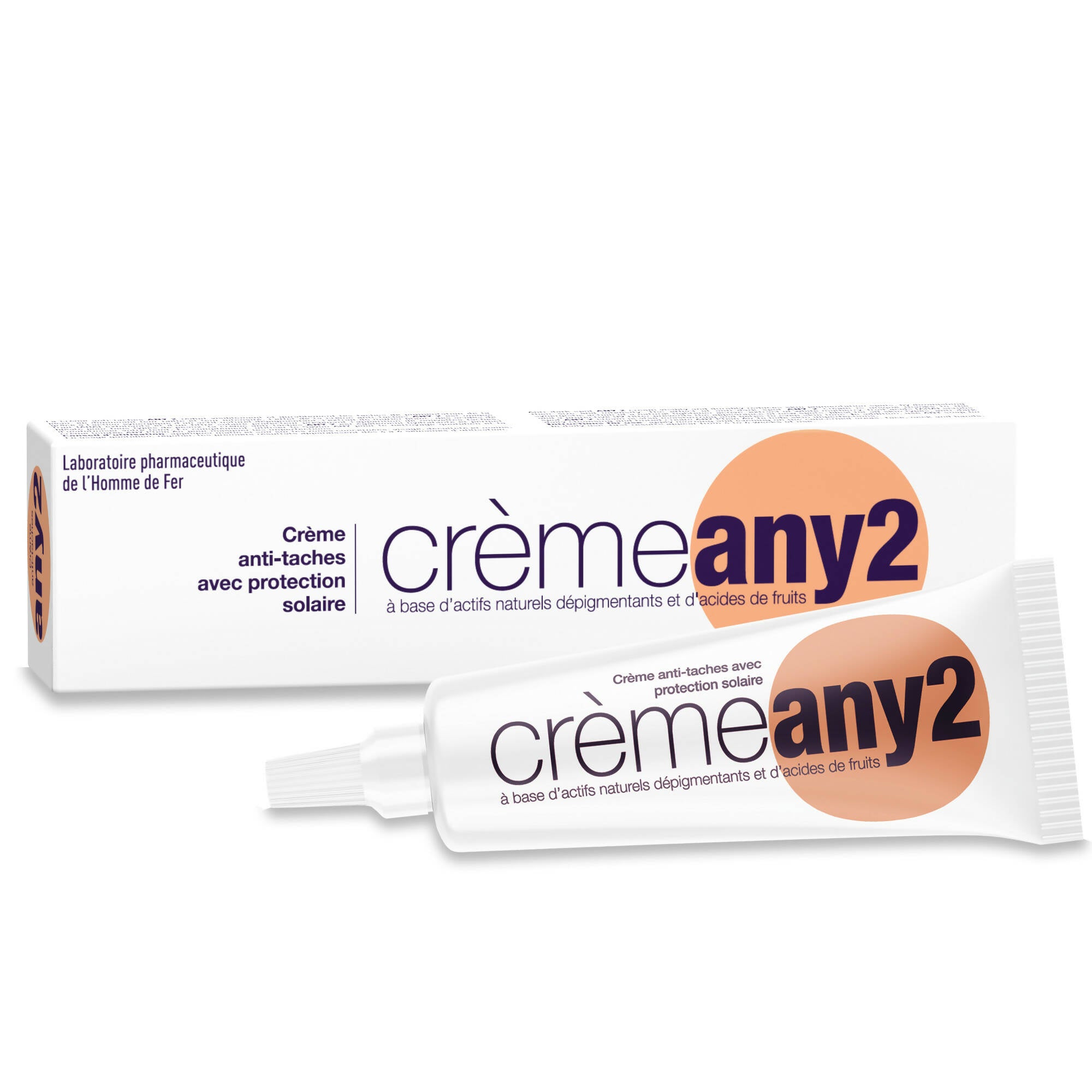 Homme de fer - lot de 3 – any 2 crème anti-tache avec filtre solaire - visage et mains- taches brunes taches de rousseur éphélides vieillesse cicatricielles masque grossesse chloasma tube 25 gr.