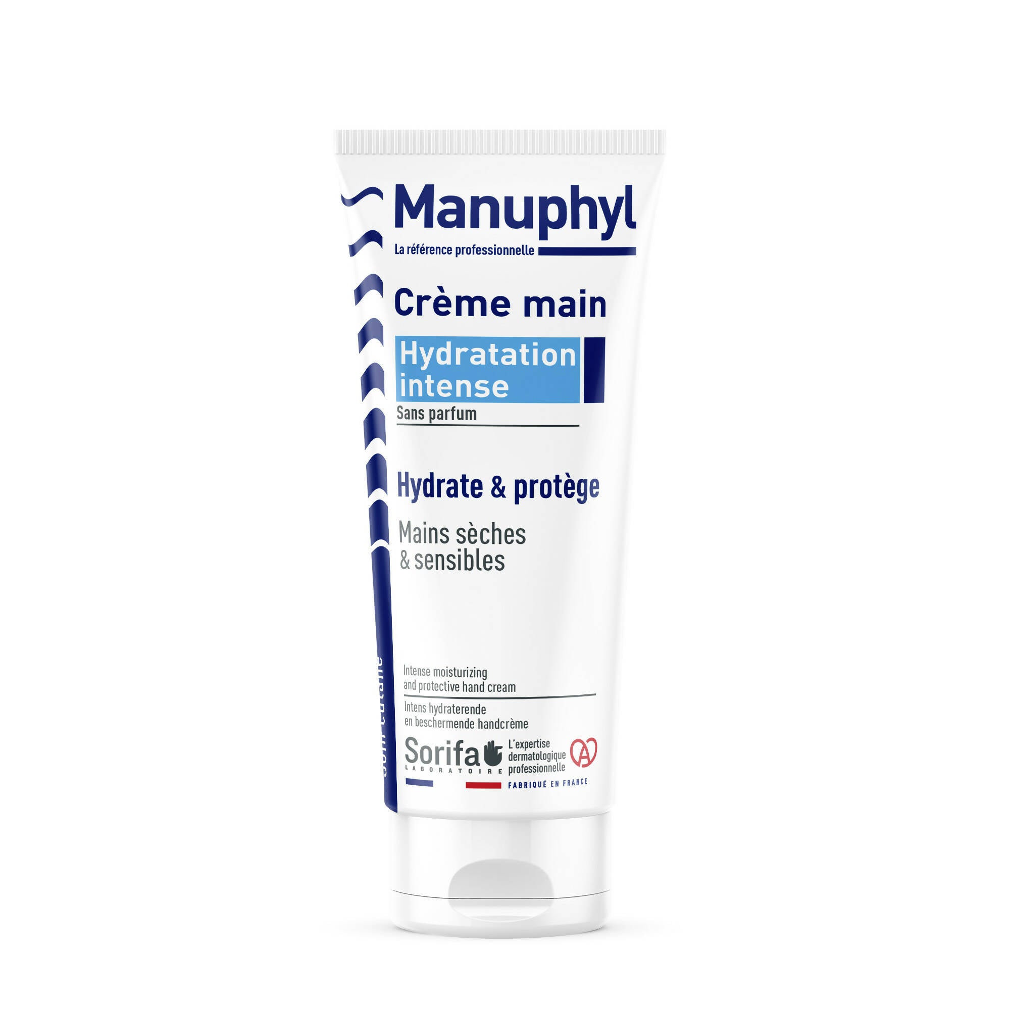 SORIFA - Complete box of 40 - Manuphyl Intense Hydration Hand Cream - Moisturizing and protective - Dry and sensitive hands - Non-greasy, fragrance-free, enriched with Allantoin and wheat proteins - 100 ml tube - 0