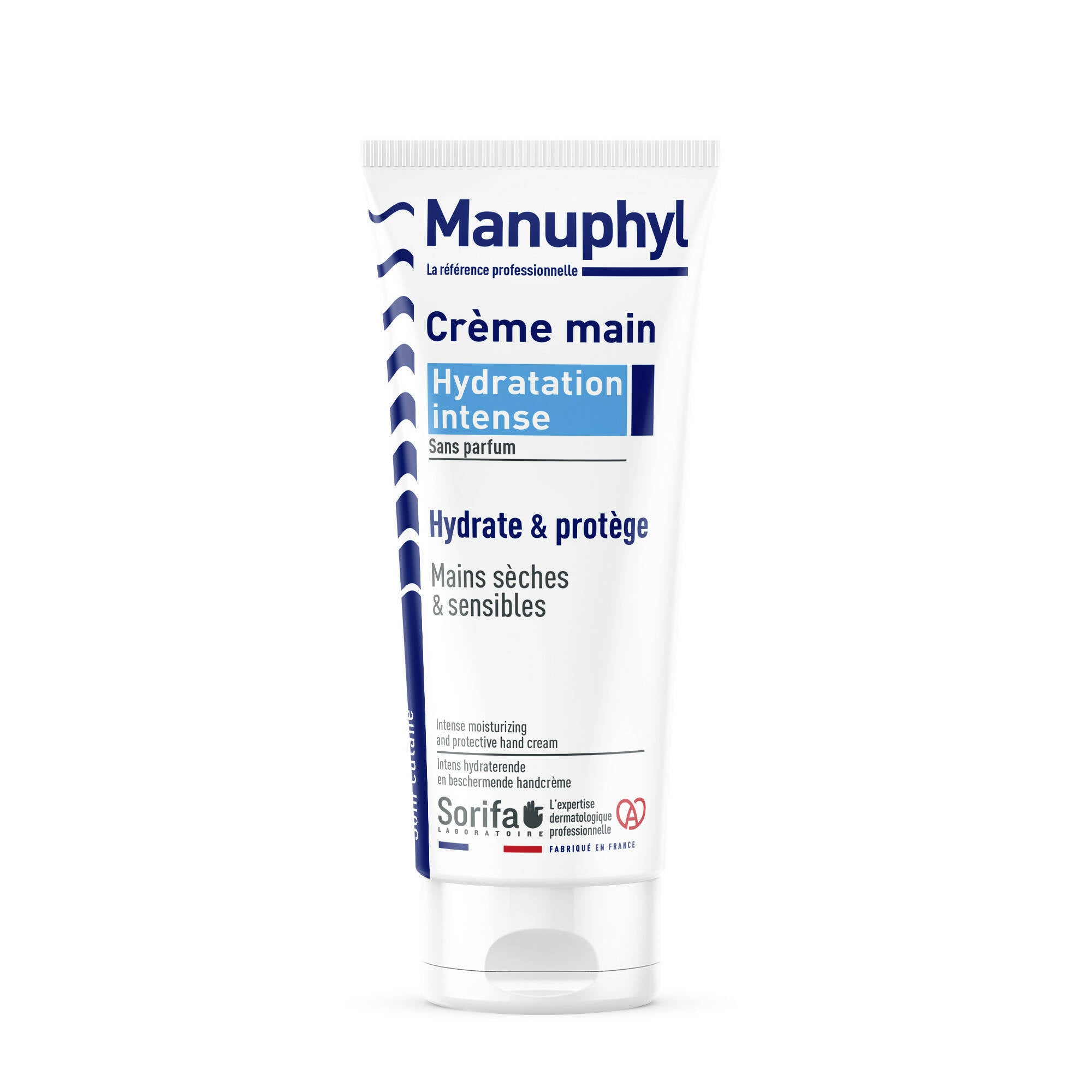 SORIFA - Carton complet de 40 - Manuphyl Crème mains Hydratation Intense - Hydratante et protectrice - Mains sèches et sensibles - Non grasse, sans parfum, enrichie en allantoine et protéines de blé - Tube 100 ml - 0