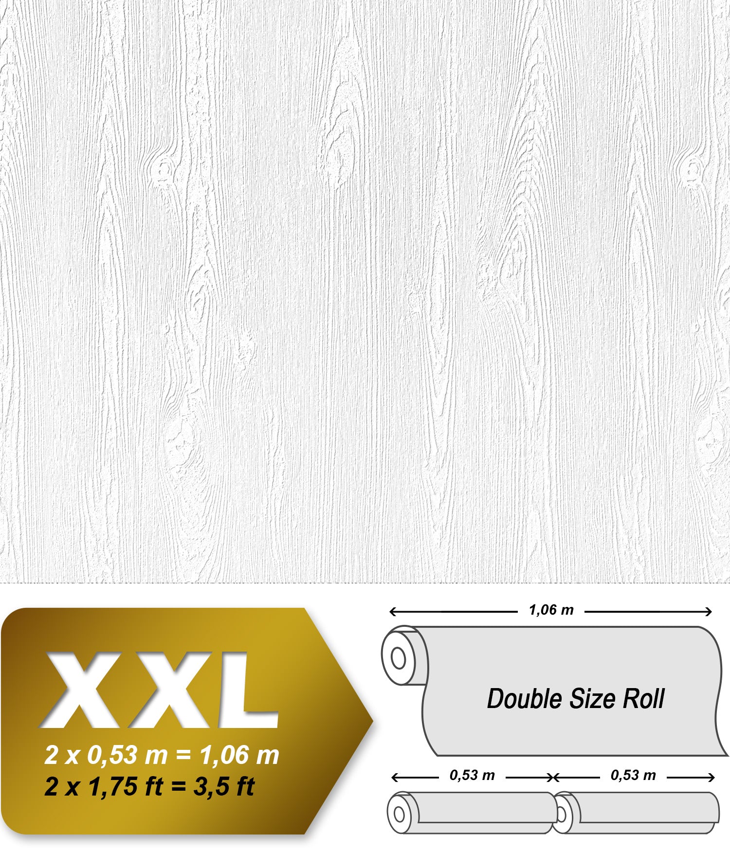 Papier peint texturé edem 83005br60 papier peint intissé texturé à l'aspect de bois mat blanc 2650 m - 0