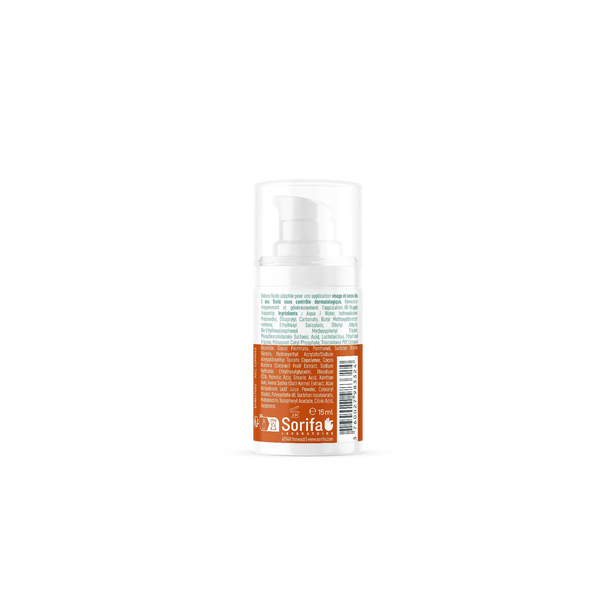 Sorifa - lot de 3 -dermécran - crème solaire spf50+ - visage et corps - formule vegan & ocean friendly - résiste à l'eau - pour toute la famille dès 3 ans - fabriquée en france - format pocket 15 ml