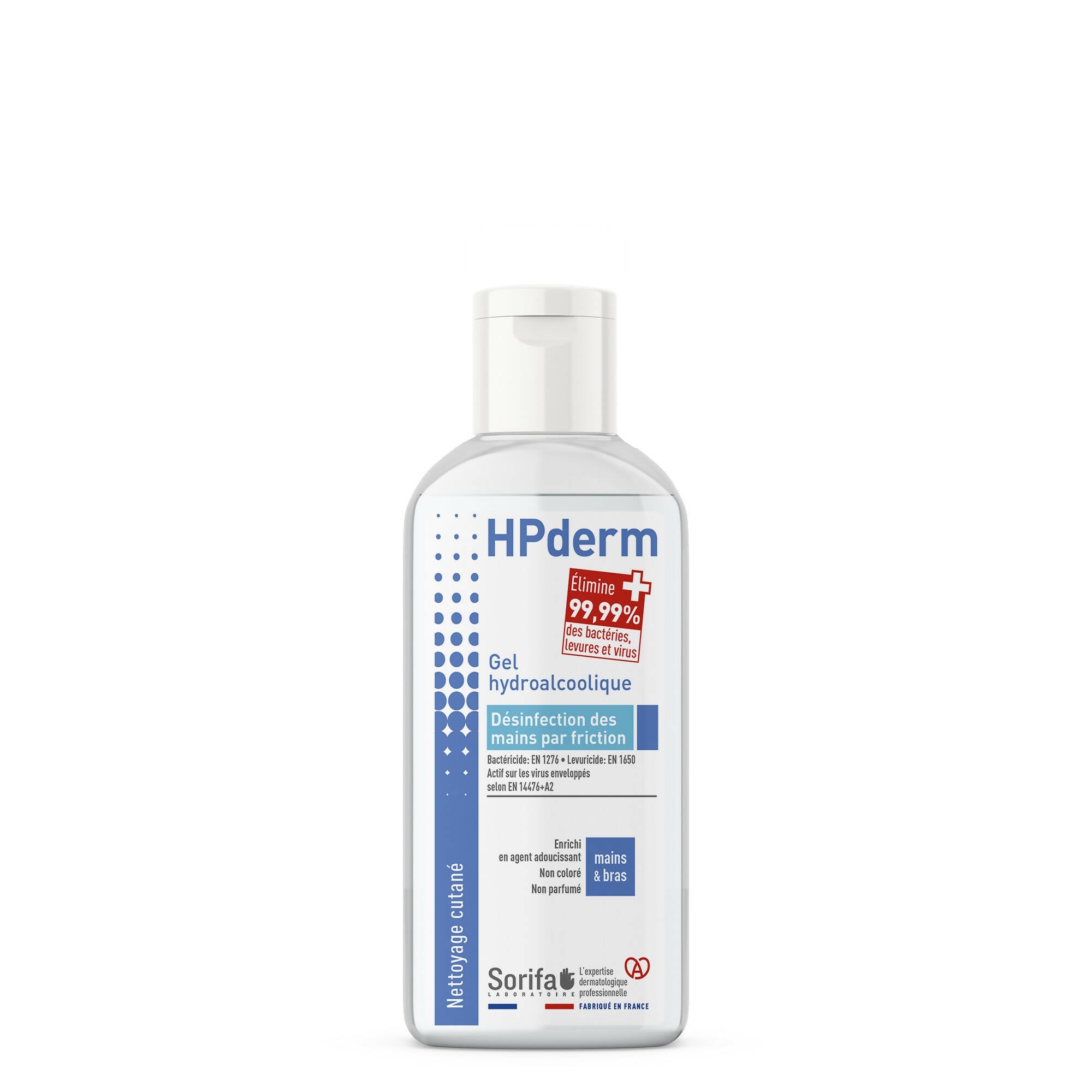 SORIFA – Komplette Box mit 45 Stück – HPderm Hydroalkoholisches Gel zur Händedesinfektion – 100-ml-Flasche - 0